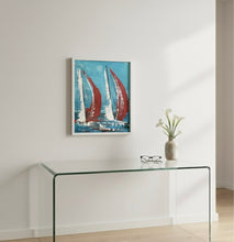 Carica l'immagine nel visualizzatore di Gallery, Alba turchese 1. (2 vele bianco e rosso)