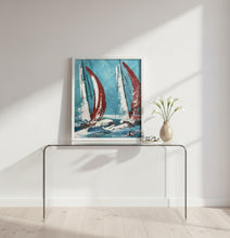 Carica l'immagine nel visualizzatore di Gallery, Alba turchese 3 (due vele bianco e rosso)