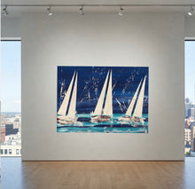 Carica l'immagine nel visualizzatore di Gallery, Vele bianche in un mare blu notte