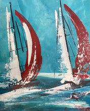 Carica l'immagine nel visualizzatore di Gallery, Alba turchese 3 (due vele bianco e rosso)