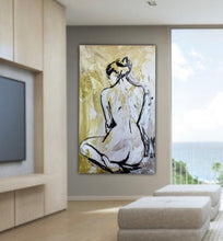 Carica l'immagine nel visualizzatore di Gallery, Donna alle spalle sfondo giallo